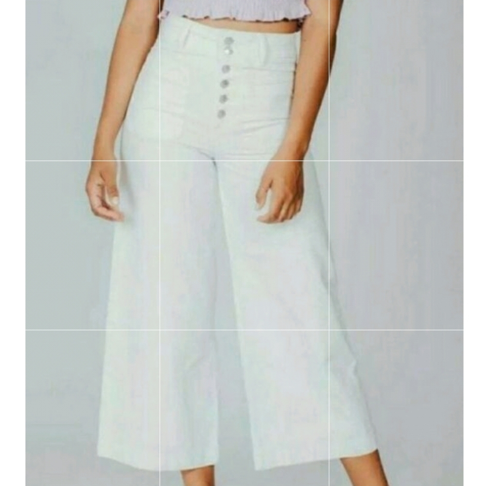 🍒White Cropped Cotton Pants